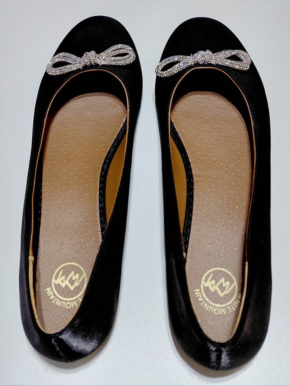 WHITE MOUNTAIN Women's Black Sashimi Rhinestone Double Bow Ballet Flat Sz 10M - Picture 4 of 7